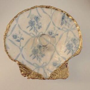 Gold and Blue Decorative Shell Dish